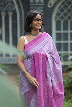 Load image into Gallery viewer, Purple Pink Sambalpuri Cotton Saree - Floral Ikat