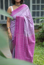 Load image into Gallery viewer, Purple Pink Sambalpuri Cotton Saree - Floral Ikat