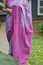 Load image into Gallery viewer, Purple Pink Sambalpuri Cotton Saree - Floral Ikat