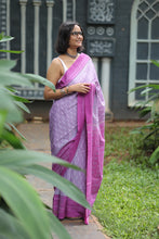 Load image into Gallery viewer, Purple Pink Sambalpuri Cotton Saree - Floral Ikat