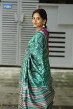 Load image into Gallery viewer, Pankti - Gopalpur Ikat Tussar Silk Sambalpuri Saree with Ikat Motifs & Pink Border