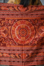 Load image into Gallery viewer, Rāgini – Black & Rust Mercerized Cotton Sambalpuri Saree with Musical Ikat Motifs