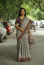 Load image into Gallery viewer, Pasapali Maansi saree handcrafted in fine Tussar silk with rich block prints and Vidarbha border design