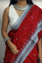Load image into Gallery viewer, Wine Hibiscus - Cotton Phoda Kumbha Saree
