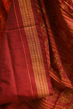 Load image into Gallery viewer, Luxury Sambalpuri red cotton saree with artistic tree motifs and maroon border detailing – Pasapali