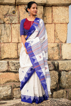 Load image into Gallery viewer, Authentic GI-tagged Kotpad saree from Koraput featuring geometric checked body designs.