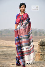 Load image into Gallery viewer, White Kotpad Khadi Saree with Aal, Indigo & Tribal Borders