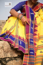Load image into Gallery viewer, Turmeric Yellow Kotpad Saree with Aal & Indigo Borders