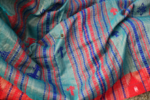 Load image into Gallery viewer, Sea Green Kotpad Tussar Cotton Saree with Ganga Jamuna Border