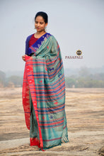 Load image into Gallery viewer, Sea Green Kotpad Tussar Cotton Saree with Ganga Jamuna Border