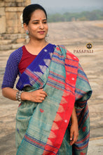 Load image into Gallery viewer, Sea Green Kotpad Tussar Cotton Saree with Ganga Jamuna Border