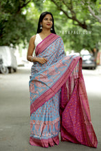 Load image into Gallery viewer, Light Blue Sambalpuri Ikat Saree with Buta Blouse and Traditional Motifs – Pasapali