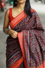 Load image into Gallery viewer, Hansa Lata - Mercerized Cotton Sambalpuri Saree with Floral Vine & Hansa Motifs