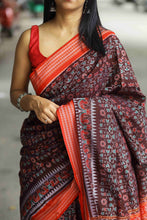 Load image into Gallery viewer, Hansa Lata - Mercerized Cotton Sambalpuri Saree with Floral Vine & Hansa Motifs