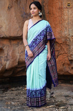 Load image into Gallery viewer, Kumudini Sambalpuri Cotton Saree — Aqua green Mercerized Cotton | Bandha | Pasapali