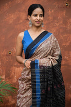Load image into Gallery viewer, Chitralekha light brown Sambalpuri cotton saree – full hero view, Bandha double ikat, tribal motifs, Pasapali