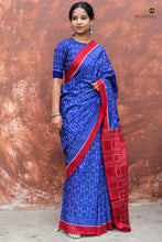 Load image into Gallery viewer, Body weave detail of Devyani showing tribal motifs in double ikat Bandha technique — Sambalpuri handloom, Pasapali