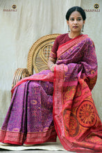 Load image into Gallery viewer, Handloom drape view of Janapadi Sambalpuri Bandha saree — GI certified, Bhulia weavers, Odisha. Pasapali.