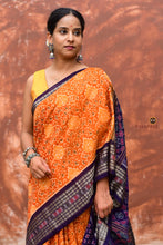 Load image into Gallery viewer, Kalyani GI certified Sambalpuri cotton saree — hero view on white, Bandha weave in yellow, Pasapali
