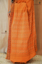 Load image into Gallery viewer, Kanakrekha saree drape front detail — daanti body with jala checks, Sambalpuri Bandha