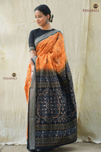 Load image into Gallery viewer, Phula jala body motif detail — Kusumita mustard yellow Sambalpuri double ikat cotton saree, Pasapali