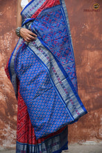 Load image into Gallery viewer, Kusumita ikat saree Odisha — border close-up showing Rudraksha motif alignment in Bandha double ikat weave