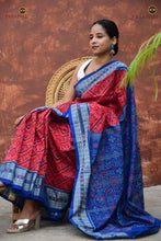 Load image into Gallery viewer, Kusumita Red Bandha saree by Pasapali — mercerized cotton texture detail showing Bandhakala thread precision