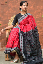 Load image into Gallery viewer, Lakshmiyantra handloom drape view — GI certified Sambalpuri cotton saree with Rudraksha border