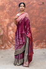 Load image into Gallery viewer, Lekhika Sambalpuri handloom saree navy blue stripe border magnified — Bandha weave, Bhulia craft, Pasapali