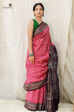 Load image into Gallery viewer, Lilavati pink Sambalpuri Bandha mercerized cotton saree — full hero view, Pasapali handloom