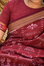 Load image into Gallery viewer, Mahalakshmi Sambalpuri Bandha cotton saree complete flat lay — all motifs visible, Pasapali