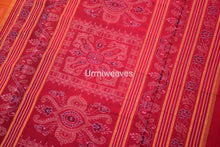 Load image into Gallery viewer, orange coffee floral design sambalpuri cotton saree