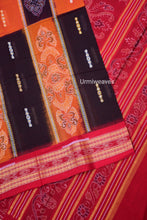Load image into Gallery viewer, orange coffee floral design sambalpuri cotton saree