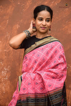 Load image into Gallery viewer, Parijata authentic Sambalpuri handloom saree border motif — rudraksha design in double ikat Bandha cotton, Pasapali