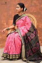 Load image into Gallery viewer, Parijata Sambalpuri Bandha saree phula buta motif detail — resist-dyed cotton ikat, diamond body, Bandhakala technique