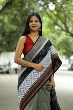 Load image into Gallery viewer, Mercerized Cotton Sambalpuri Saree | Tribal Peacock Ikat – Pasapali