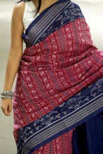 Load image into Gallery viewer, Leher - Mercerized Cotton Sambalpuri Saree with Lehri Wave & Bird Motifs