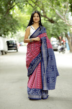 Load image into Gallery viewer, Leher - Mercerized Cotton Sambalpuri Saree with Lehri Wave & Bird Motifs