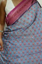 Load image into Gallery viewer, NeelPriya - Light Sky Blue Mercerized Cotton Sambalpuri Saree with Fish & Shankh Motifs