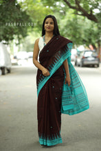 Load image into Gallery viewer, Teal Tara - Cotton Phoda Kumbha Sambalpuri Saree with Fish & Flower Ikat Pallu