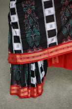 Load image into Gallery viewer, Mercerized Cotton Sambalpuri Saree Mayura Yugala Black - Pasapali