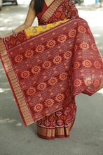 Load image into Gallery viewer, Vruksha Pravah - Mercerized Cotton Sambalpuri Saree with Vriksha (Tree of Life) Ikat Motif