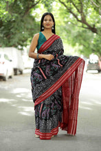Load image into Gallery viewer, Black Sambalpuri Cotton Saree | Mayur Pasapali Ikat – Pasapali