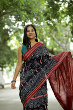Load image into Gallery viewer, Black Sambalpuri Cotton Saree | Mayur Pasapali Ikat – Pasapali