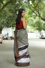 Load image into Gallery viewer, Mercerized Cotton Sambalpuri Saree | Tribal Peacock Ikat – Pasapali