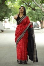 Load image into Gallery viewer, Authentic Pasapali handloom saree with divine Laxmi Yantra motifs and red Ikat weaving