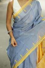 Load image into Gallery viewer, Neelprabha - Pastel Blue Cotton Phoda Kumbha Sambalpuri Saree with Temple and Fish Motifs – Pasapali