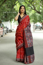 Load image into Gallery viewer, Rudrarekha - Dark Red Cotton Sambalpuri Saree with Tribal and Multicolor Bandha Motifs