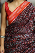 Load image into Gallery viewer, Hansa Lata - Mercerized Cotton Sambalpuri Saree with Floral Vine & Hansa Motifs