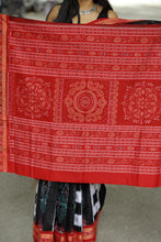 Load image into Gallery viewer, Mercerized Cotton Sambalpuri Saree Mayura Yugala Black - Pasapali